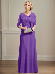 Sheath/Column Lace(Non-Stretch)/Chiffon(Non-Stretch) Mother Of The Bride Dresses With Lace