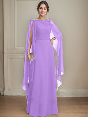 A-line Scoop Floor-Length Chiffon Mother of the Bride Dress With Bow Pleated