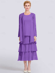 A-Line Mother of the Bride Dress Elegant Simple Jewel Neck