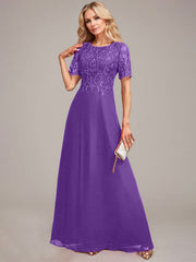 A-Line Round Neck Sequin Mother of Bride Dress With Appliques