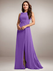 A-Line Scoop Floor-Length Sequins Chiffon Mother of the Bride Dress
