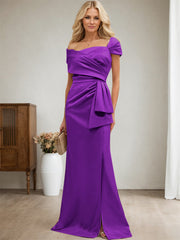 Elegant Wrap Sheath Mother Of The Bride Dresses With Split Front