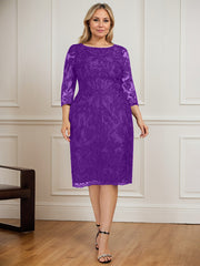 Sheath/Column Scoop Knee-Length Lace Mother of the Bride Dress