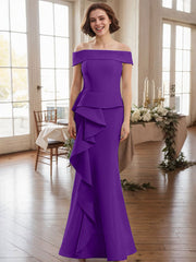 Off-The-Shoulder Cascading Ruffles Mother Of The Bride Dresses
