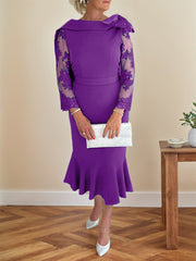 Trumpet/Mermaid Elastic Satin(Slight Stretch) Mother Of The Bride Dresses With Bow(s)/Lace