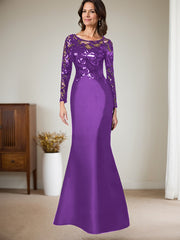 Scoop Neck Long Sleeves Floor-Length Satin/Sequined Mother Of The Bride Dresses