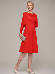 A-line/Princess Sleeveless Knee-Length Chiffon Mother of the Bride Dress With Jacket Appliqued Beading