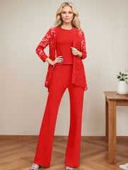 Jumpsuit/Pantsuit Scoop Neck Elastic Satin Mother Of The Bride Dresses