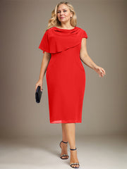 Sheath/Column Scoop Knee-Length Chiffon Mother of the Bride Dress With Beading