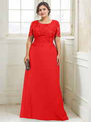 A-line Scoop Floor-Length Lace Chiffon Mother of the Bride Dress With Sequins