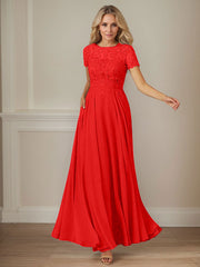A-Line Boat-neck Sequins Chiffon Mother of the Bride Dress