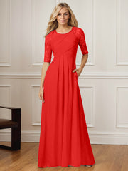 A-Line Square Neck Floor-Length Chiffon Mother of the Bride Dress