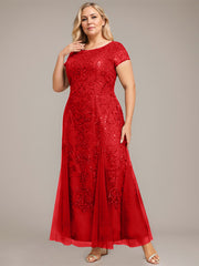 Trumpet/Mermaid Scoop Ankle-Length Lace Tulle Mother of the Bride Dress With Sequins Beading
