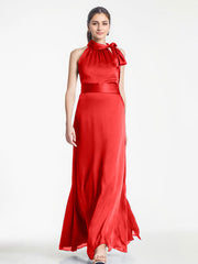 A-line Scoop Full-Length Chiffon Evening Dress