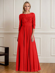 A-Line Scoop Floor-Length Sequins Chiffon Mother of the Bride Dress