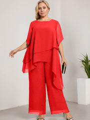 Separates Jumpsuit/Pantsuit Scoop Ankle-Length Chiffon Mother of the Bride Dress