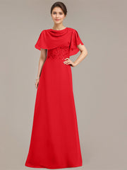 A-line Scoop Floor-Length Chiffon Mother of the Bride Dress With Sequins Appliques Lace