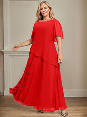 A-line Scoop Ankle-Length Chiffon Mother of the Bride Dress With Beading