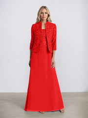 Sheath/Column Square Neck Floor-Length Chiffon Mother of the Bride Dress