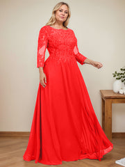 A-line Scoop Floor-Length Lace Chiffon Mother of the Bride Dress With Sequins