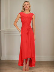 A-Line Scoop Asymmetrical Chiffon Mother of the Bride Dress