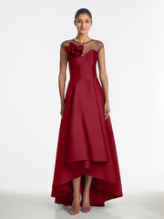 Sheath/Column V-Neck Full-Length Satin Evening Dress