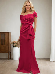 Elegant Wrap Sheath Mother Of The Bride Dresses With Split Front