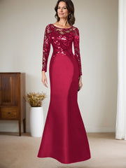 Scoop Neck Long Sleeves Floor-Length Satin/Sequined Mother Of The Bride Dresses