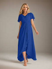 A-Line V-Neck Asymmetrical Chiffon Mother of the Bride Dress