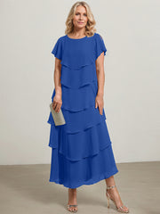 A-line Scoop Asymmetrical Chiffon Mother of the Bride Dress With Ruffle