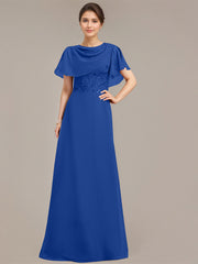A-line Scoop Floor-Length Chiffon Mother of the Bride Dress With Sequins Appliques Lace