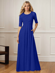 A-Line Square Neck Floor-Length Chiffon Mother of the Bride Dress