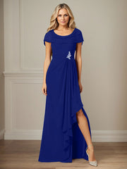Dark Navy A-Line Side Slit Chiffon Dress Mother of the Bride Dress