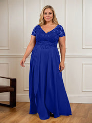 A-Line V-Neck Lace Chiffon Mother of the Bride Dress