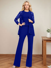 Jumpsuit/Pantsuit Scoop Neck Elastic Satin Mother Of The Bride Dresses