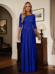 A-Line Scoop Floor-Length Chiffon Mother of the Bride Dress