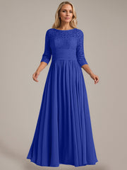 A-Line Scoop Floor-Length Chiffon Mother of the Bride Dress