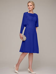 A-line/Princess Sleeveless Knee-Length Chiffon Mother of the Bride Dress With Jacket Appliqued Beading