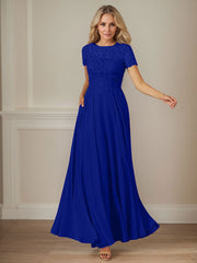 A-Line Boat-neck Sequins Chiffon Mother of the Bride Dress