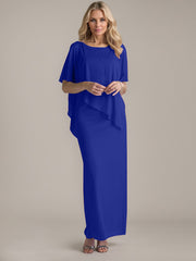 Sheath Scoop Floor-Length Beaded Mother of the Bride Dress