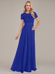 A-Line Scoop Floor-Length Chiffon Mother of the Bride Dress