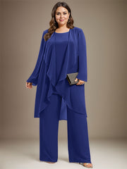 Pantsuit Separates Scoop Floor-Length Chiffon Mother of the Bride Dress