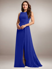 A-Line Scoop Floor-Length Sequins Chiffon Mother of the Bride Dress