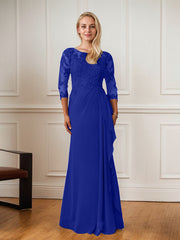 A-Line Floor-Length Scoop Chiffon Mother of Bride Dress