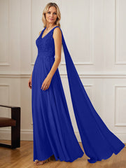 A-Line V-Neck Floor-Length Chiffon Mother of the Bride Dress