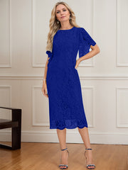 Sheath/Column Scoop Knee-Length Lace Mother of the Bride Dress