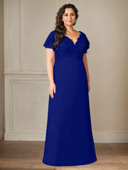 A-Line V-Neck Lace Chiffon Mother of the Bride Dress