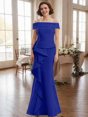 Off-The-Shoulder Cascading Ruffles Mother Of The Bride Dresses