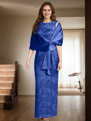 Sheath/Column Scoop Neck Floor-Length Lace/Silk Like Satin Mother Of The Bride Dresses