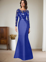 Scoop Neck Long Sleeves Floor-Length Satin/Sequined Mother Of The Bride Dresses